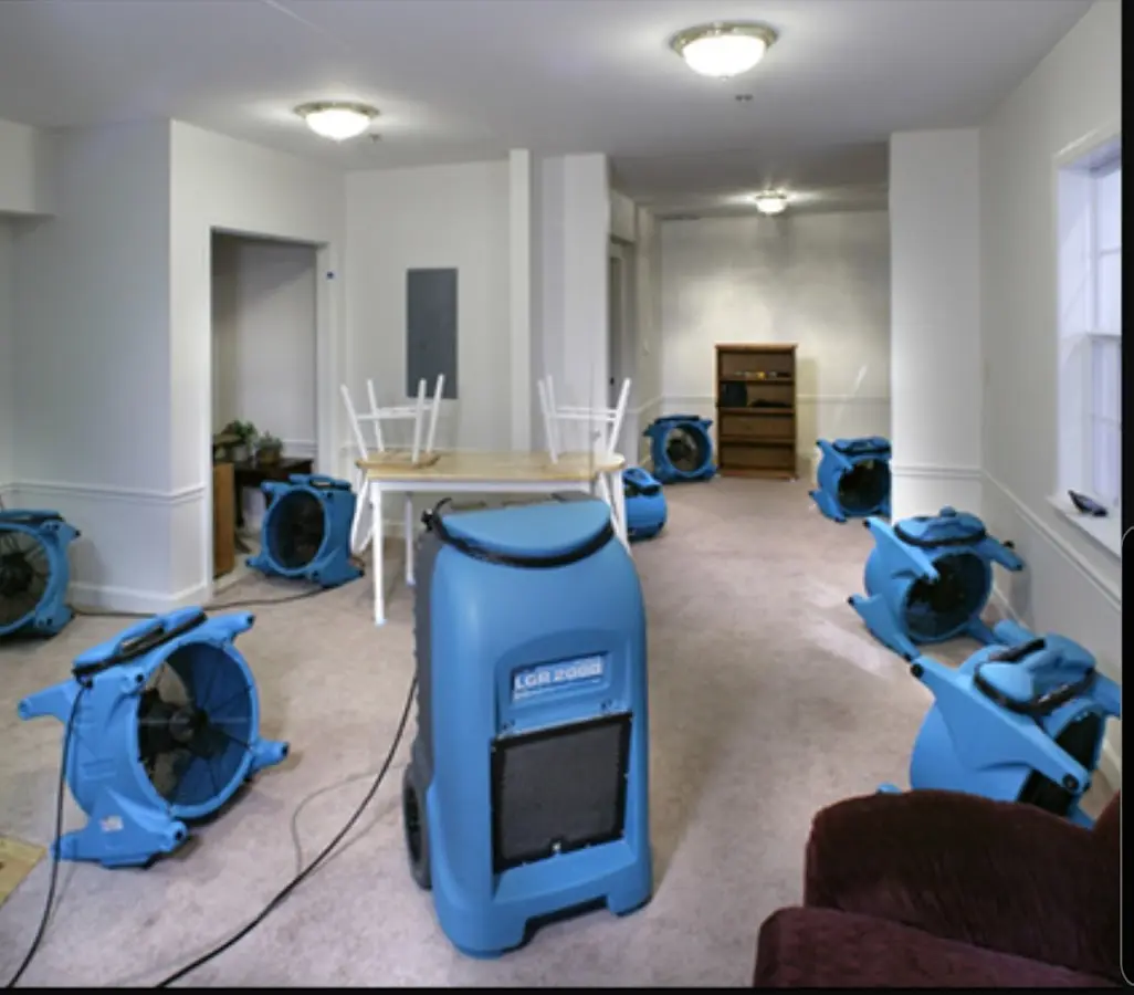 Air movers and dehumidifier setup for Water Extraction & Removal in Ambler