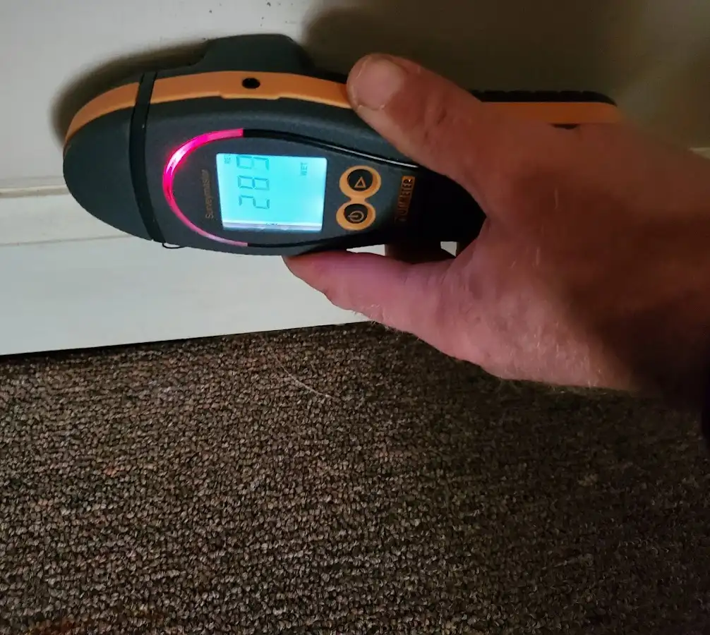 Moisture detection at baseboard during Sewage Cleanup & Sanitation in Ambler